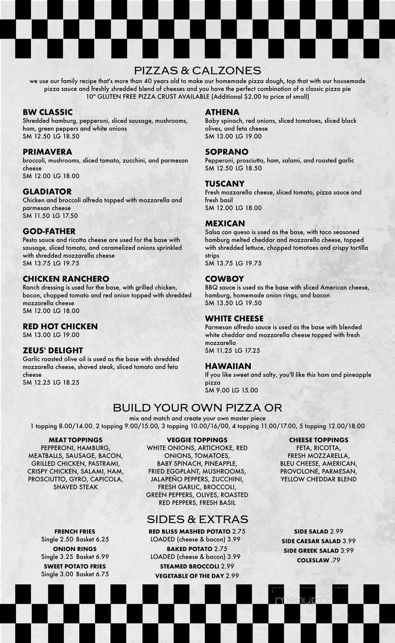 Black & White Restaurant - Spencer, MA menu_pic