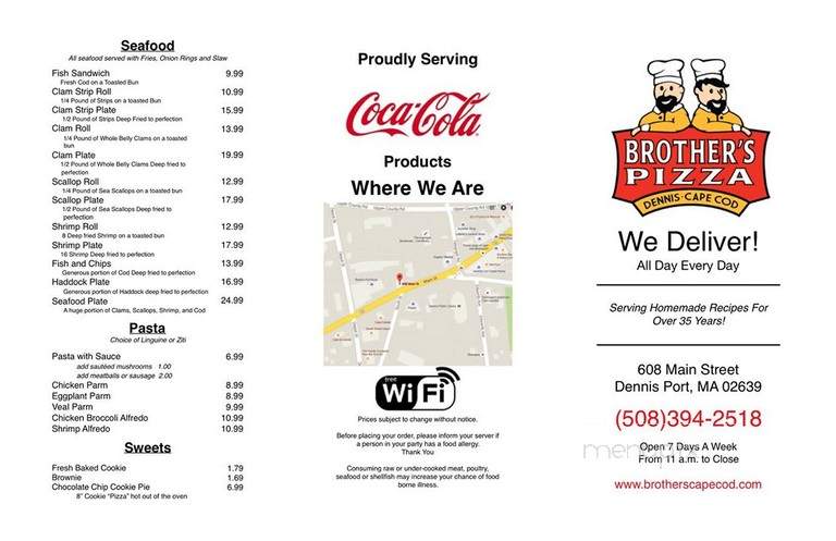 Brother's Pizza - Dennis Port, MA menu_pic