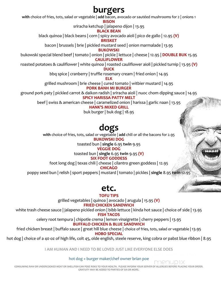 Bukowski's Tavern - Cambridge, MA menu_pic