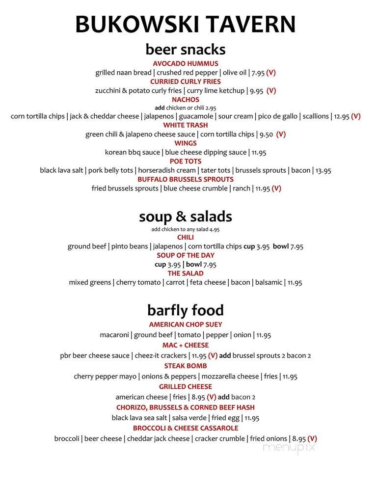 Bukowski's Tavern - Cambridge, MA menu_pic