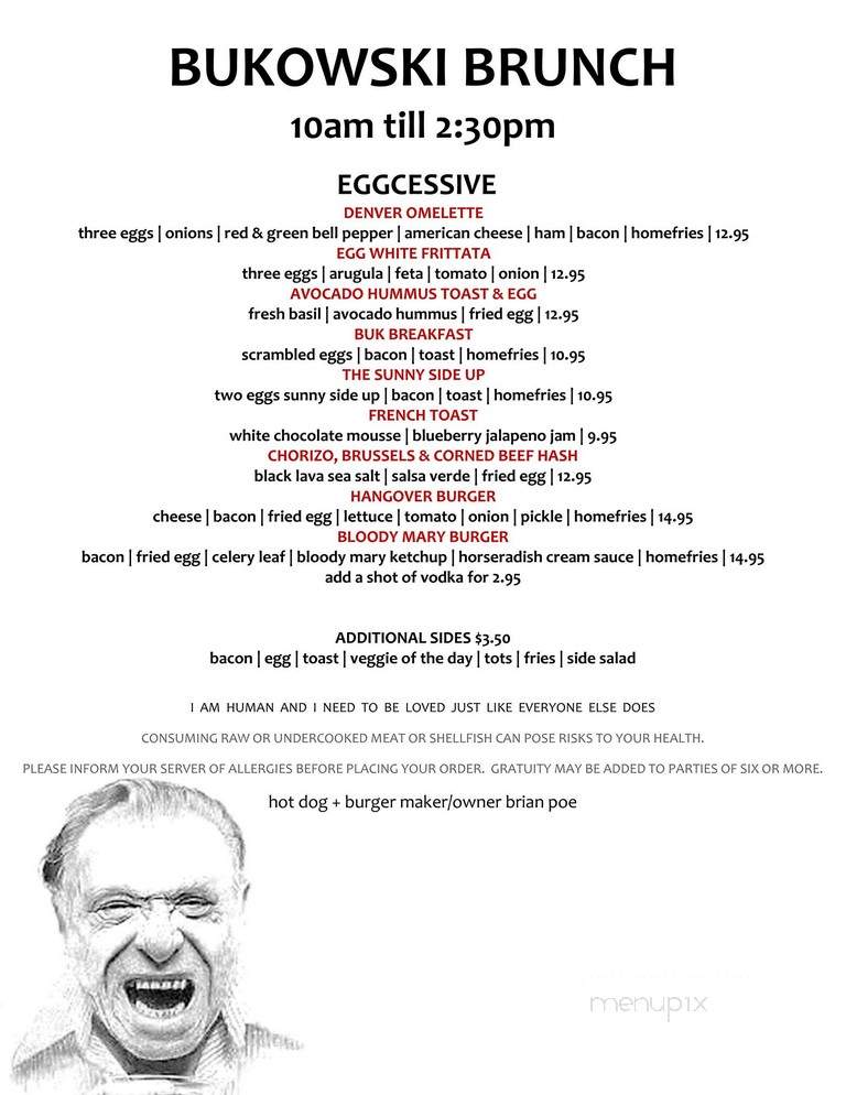 Bukowski's Tavern - Cambridge, MA menu_pic