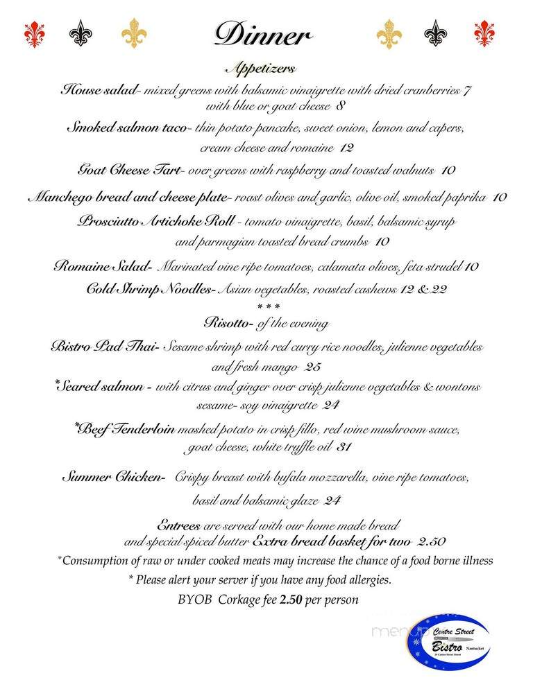 Centre Street Bristro - Nantucket, MA menu_pic