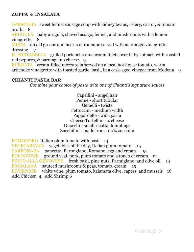 Chianti Cafe - Beverly, MA menu_pic