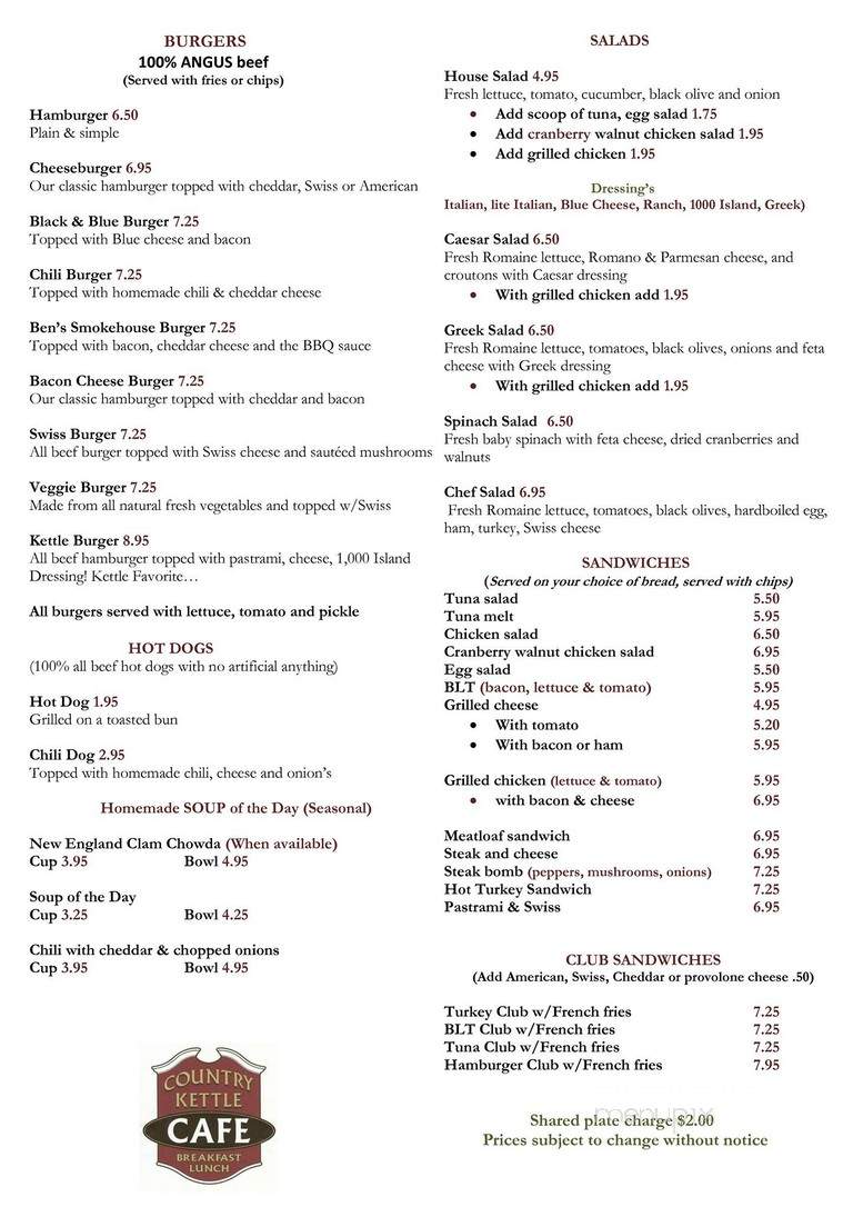 Country Kettle - West Boylston, MA menu_pic