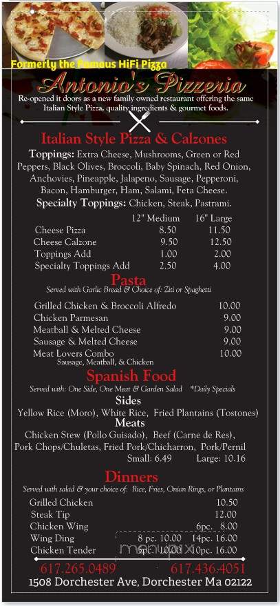 East Coast Restaurant - Dorchester, MA menu_pic