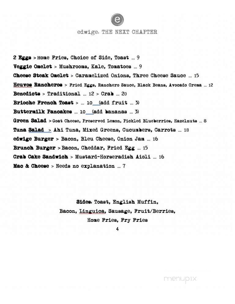Edwige At Night - Provincetown, MA menu_pic