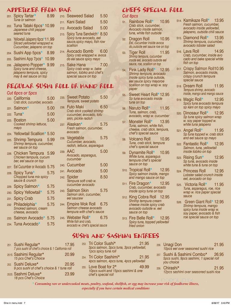 Empire Wok - Webster, MA menu_pic