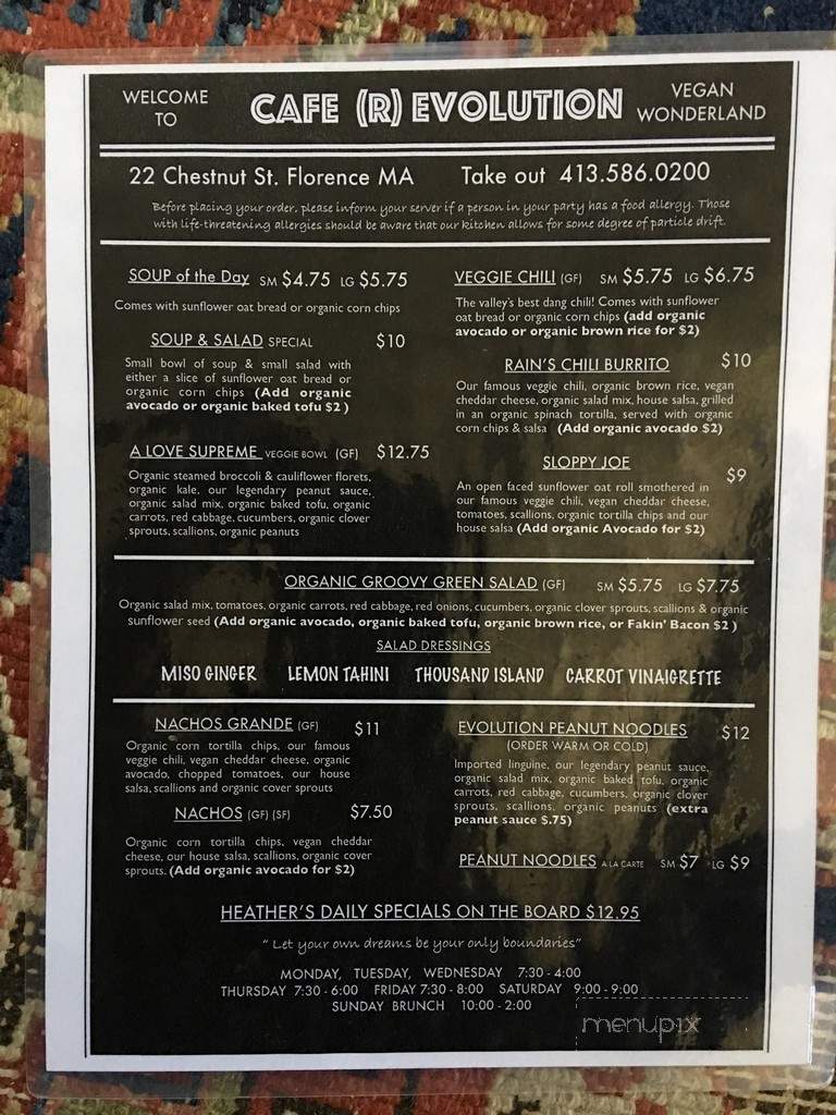 Evolution & Oh Sweet Mama's - Florence, MA menu_pic