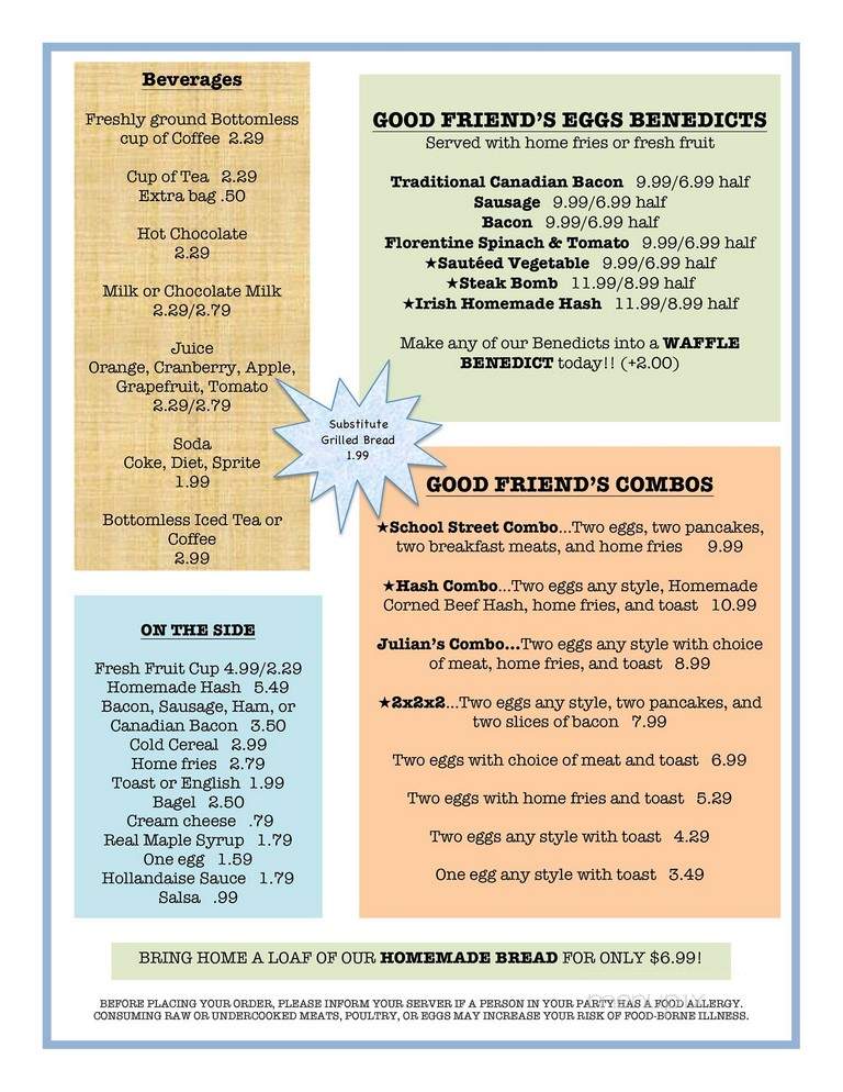Good Friend's Cafe - West Dennis, MA menu_pic
