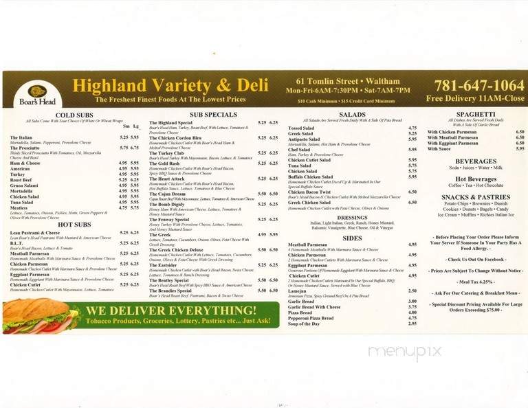 Highland Variety & Deli - Waltham, MA