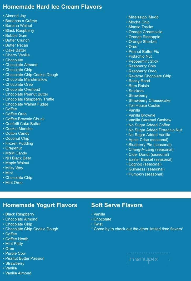 Jay Gee's Ice Cream - Methuen, MA menu_pic