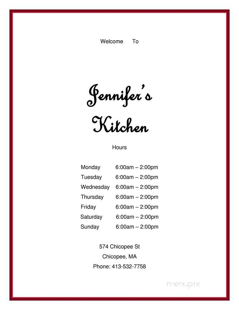 Jennifer's Kitchen - Chicopee, MA menu_pic