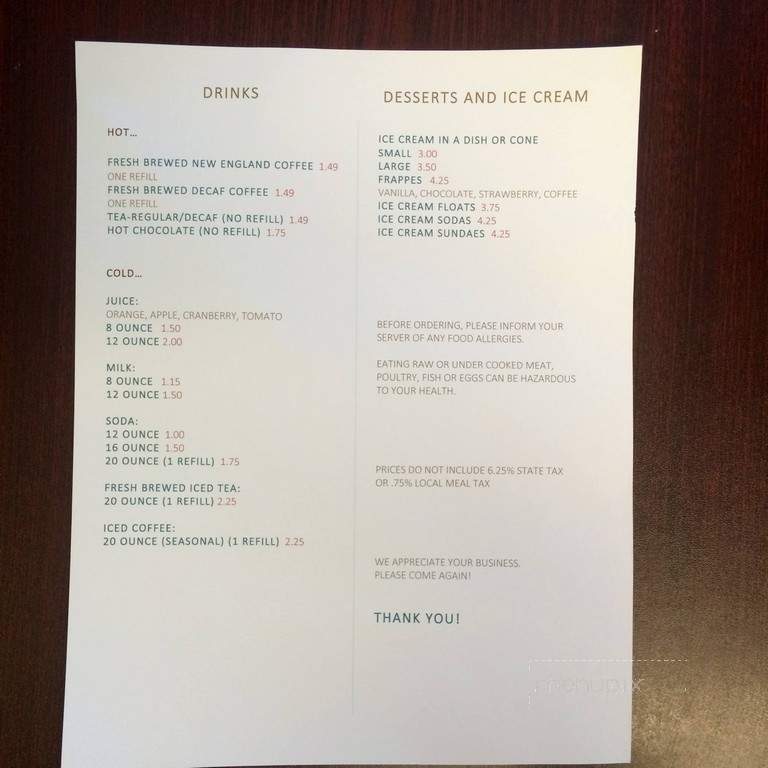 Jerry's Place - South Deerfield, MA menu_pic