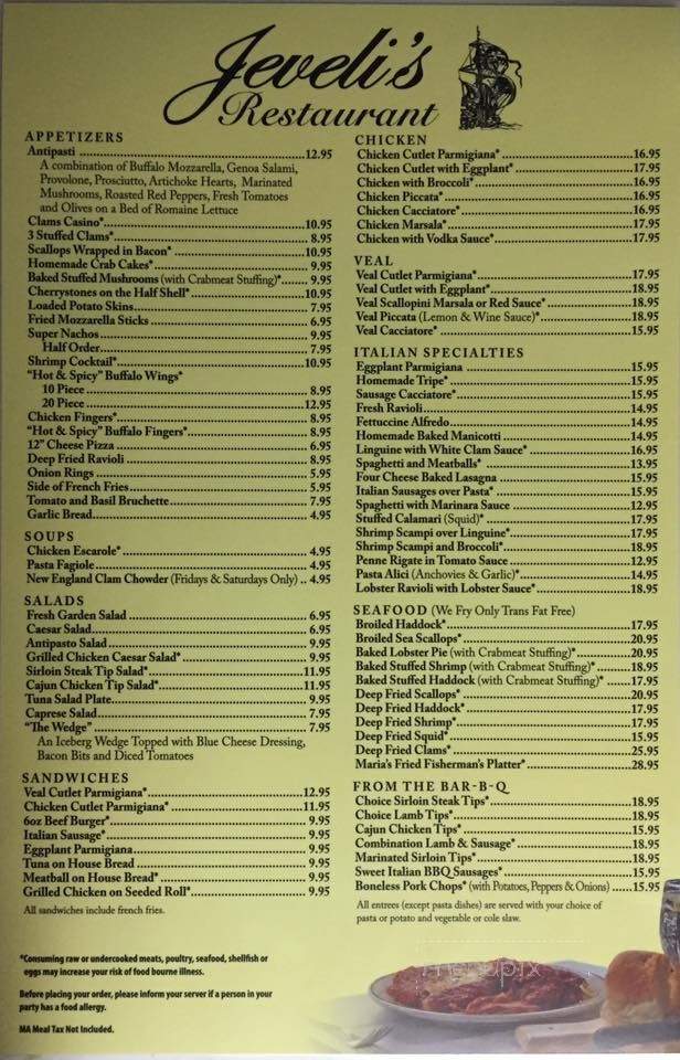 Jeveli's Restaurant - East Boston, MA menu_pic