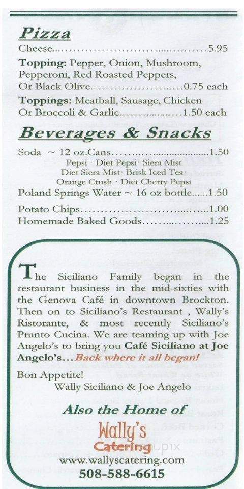 Joe Angelo's Cafe & Deli - Brockton, MA menu_pic