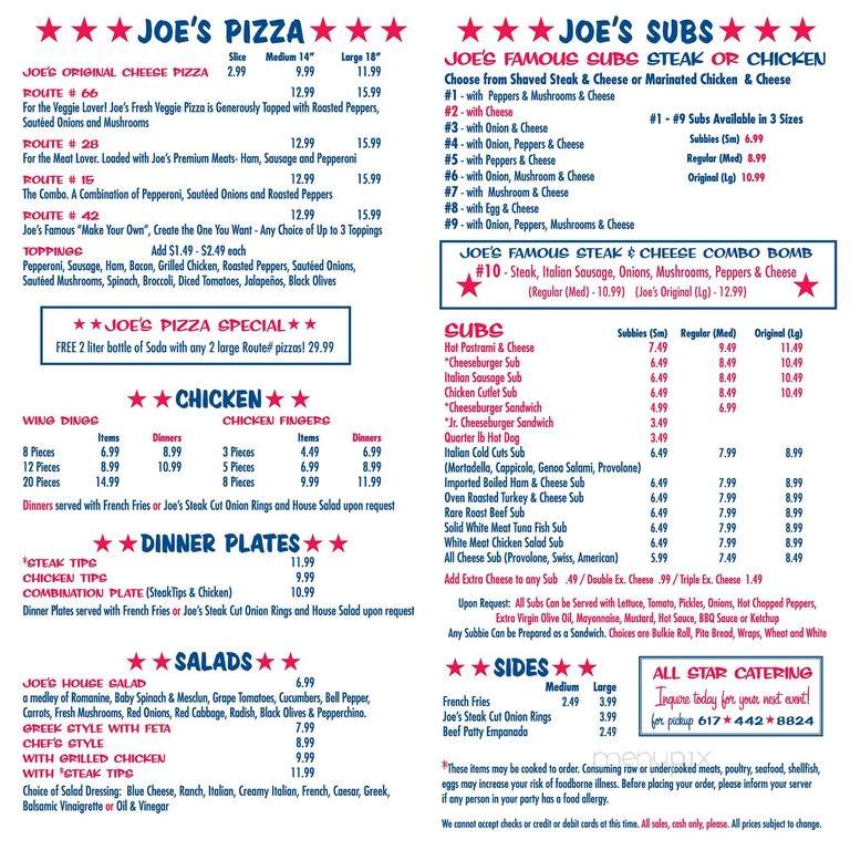 Joe's Sub Shop - Roxbury, MA menu_pic