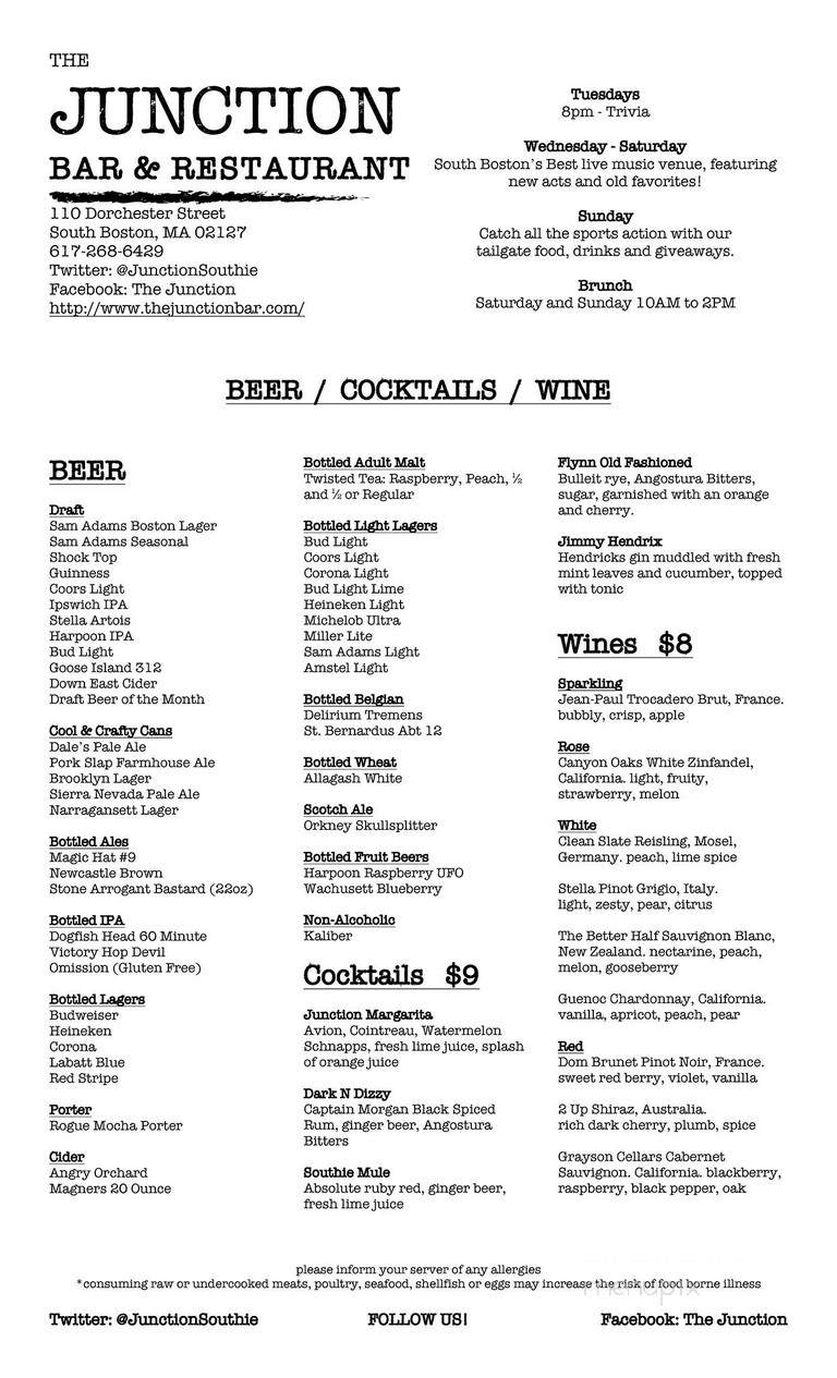 Junction - South Boston, MA menu_pic