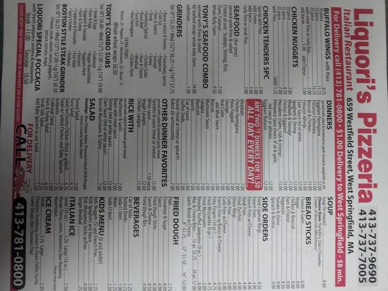 Liquori's Pizza - West Springfield, MA menu_pic