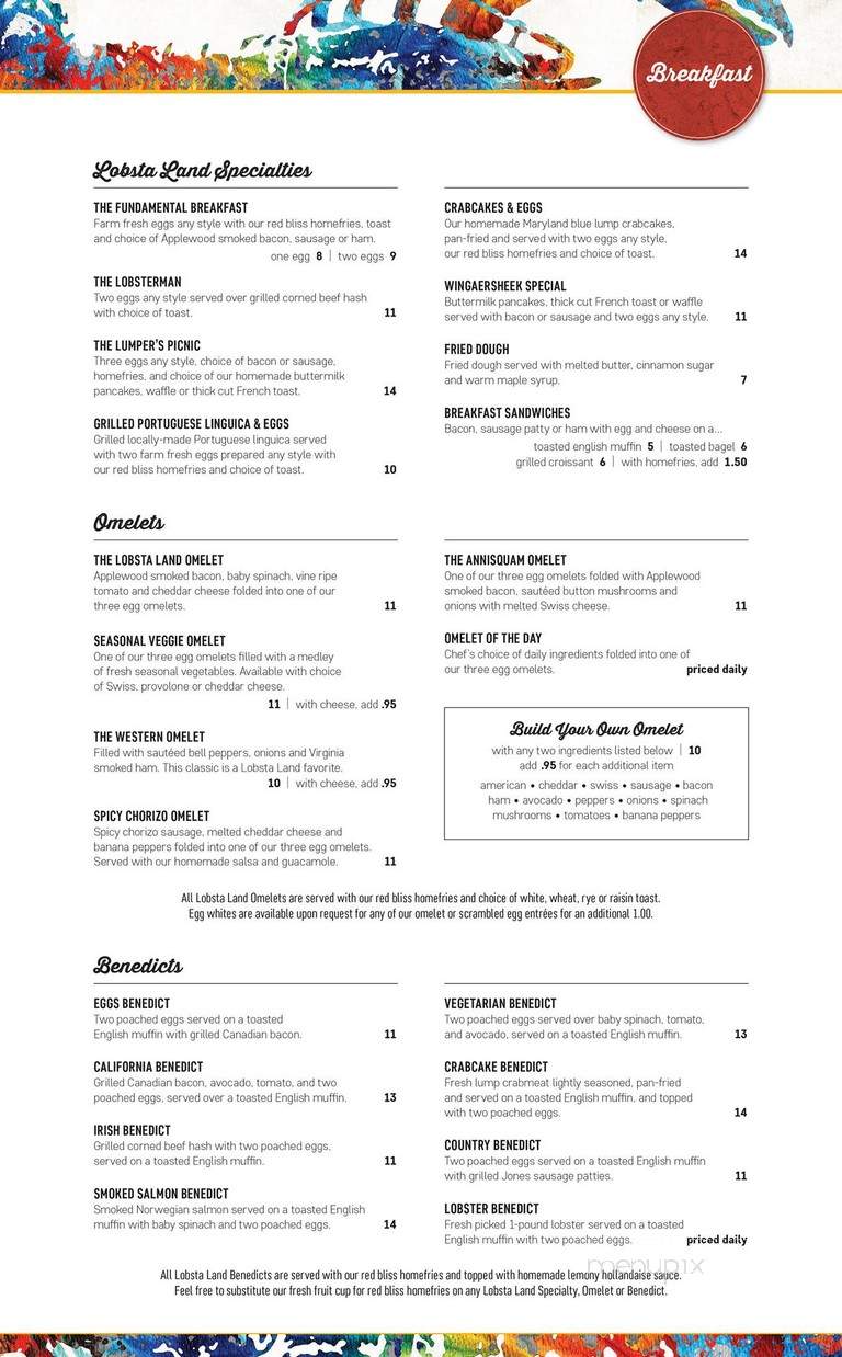 Lobsta Land - Gloucester, MA menu_pic