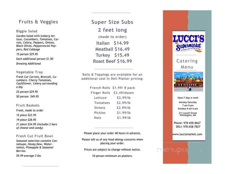 Lucci's Deli Market - Wilmington, MA menu_pic