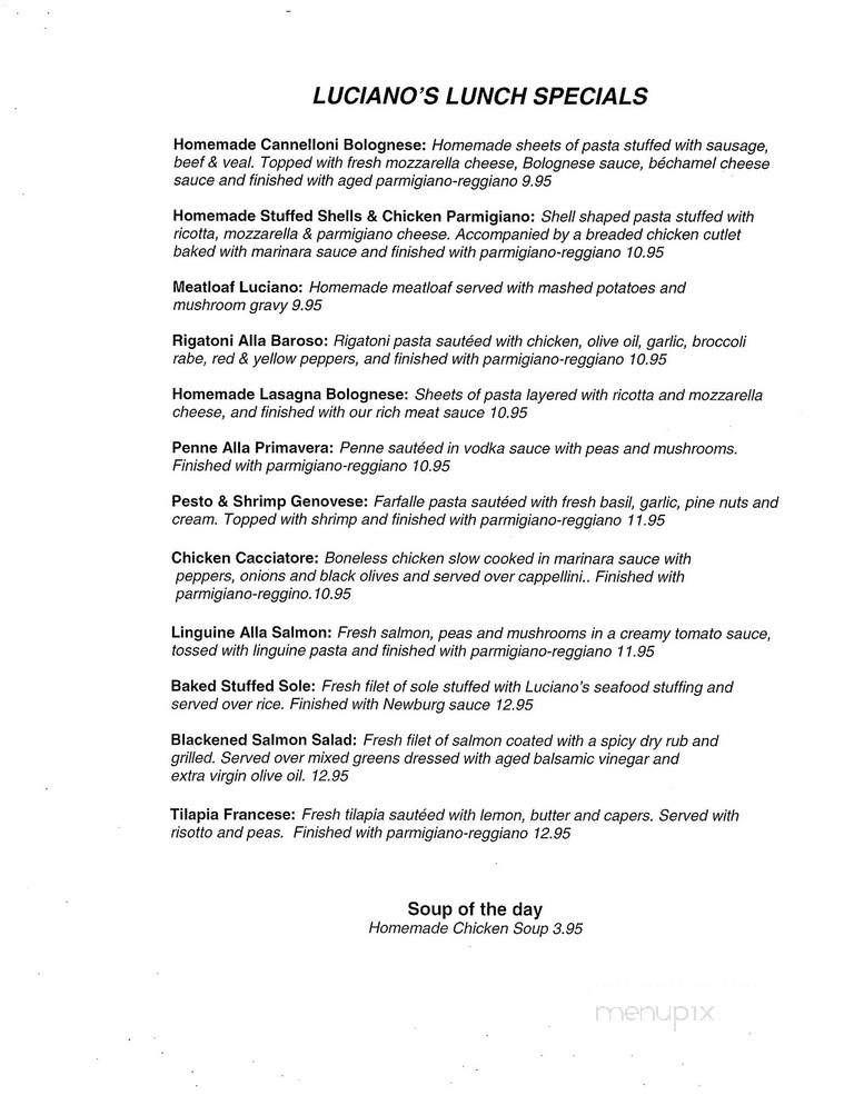 Luciano's At Lake Pearl - Wrentham, MA menu_pic