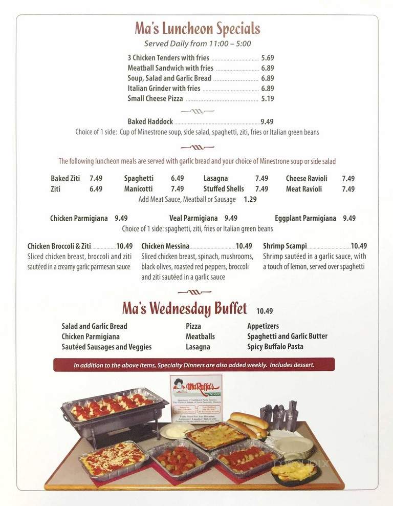 Ma Raffa's Italian Restaurant - New Bedford, MA menu_pic
