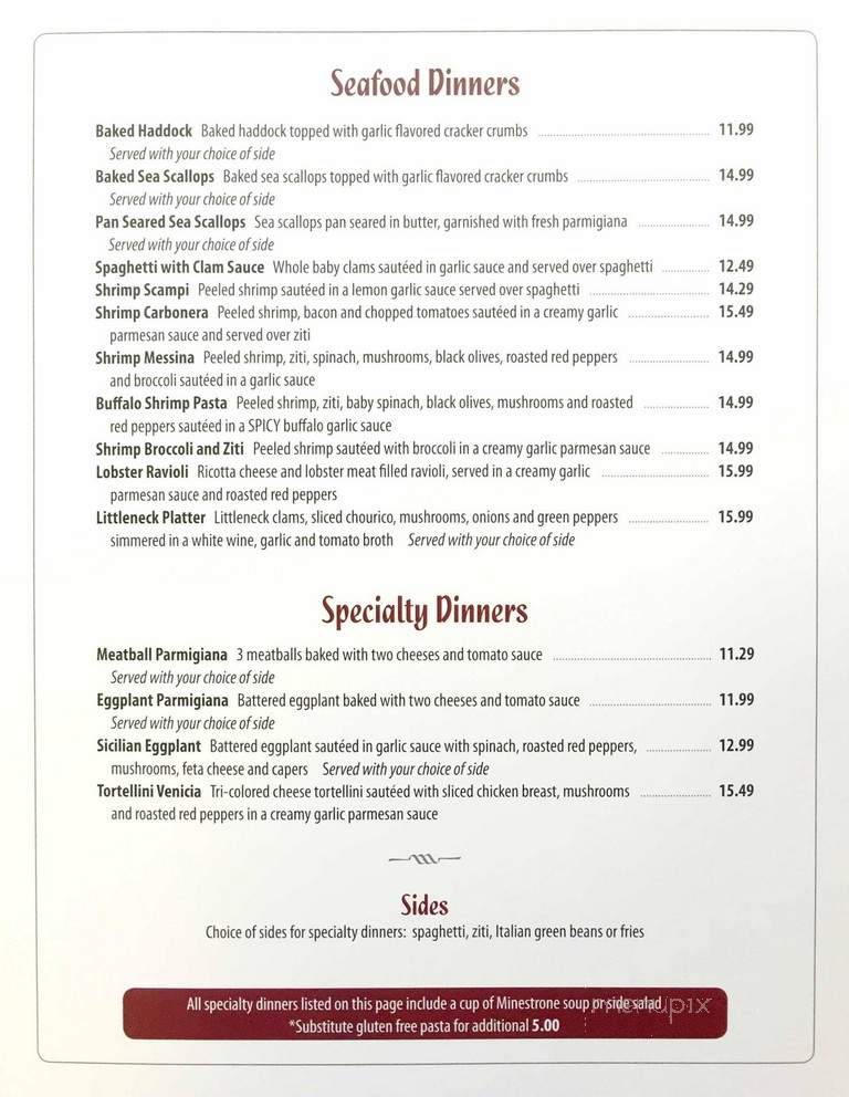 Ma Raffa's Italian Restaurant - New Bedford, MA menu_pic