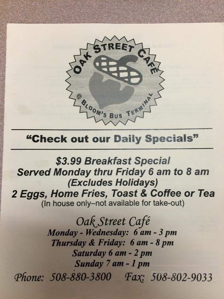 Oak Street Cafe & Ice Cream - Taunton, MA menu_pic