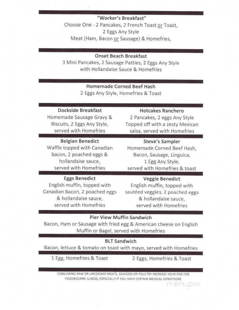 Pier View Restaurant - Onset, MA menu_pic