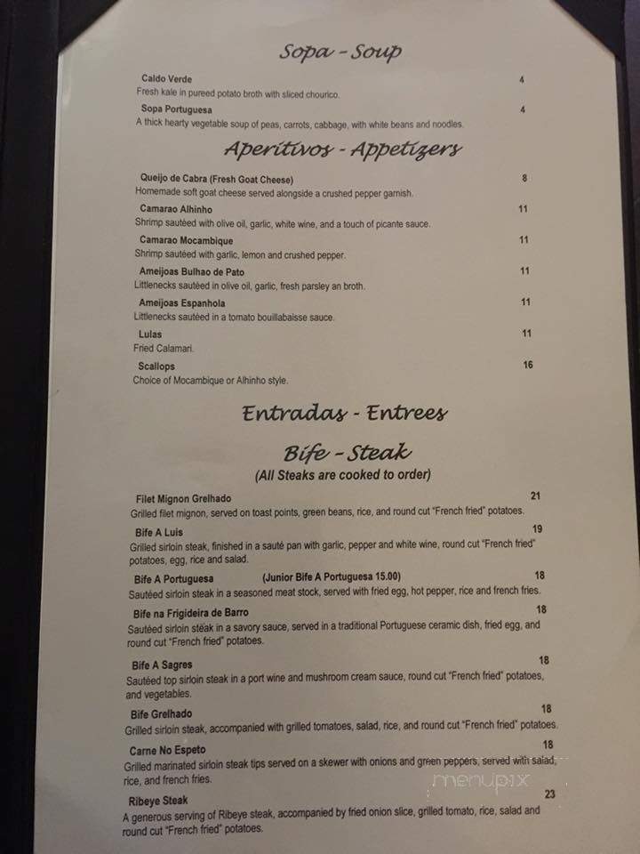 Sagres Restaurant - Fall River, MA menu_pic