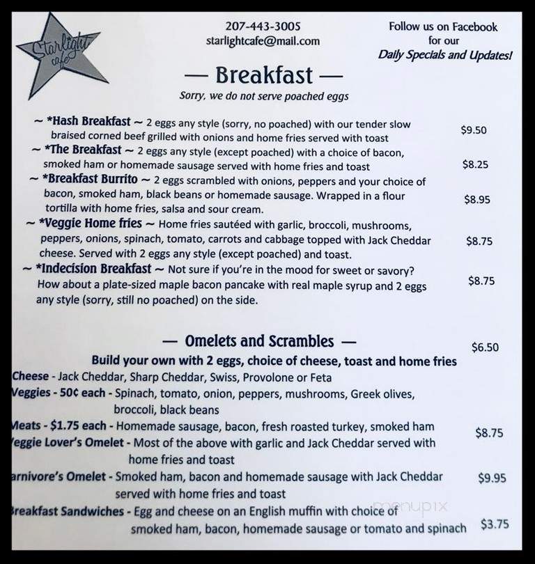 Starlight Cafe - Nantucket, MA menu_pic
