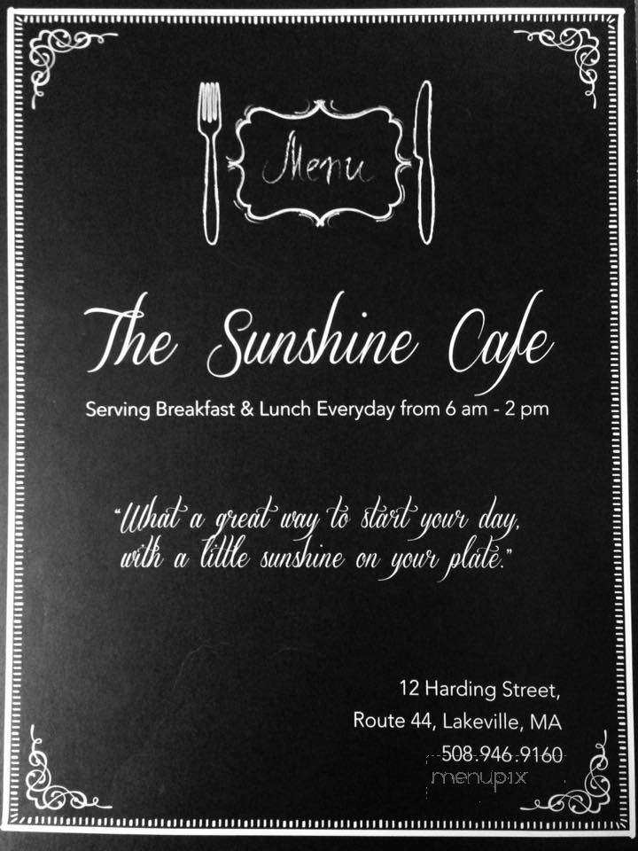 Sunshine Cafe - Lakeville, MA menu_pic