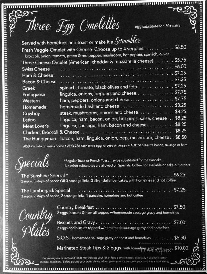 Sunshine Cafe - Lakeville, MA menu_pic