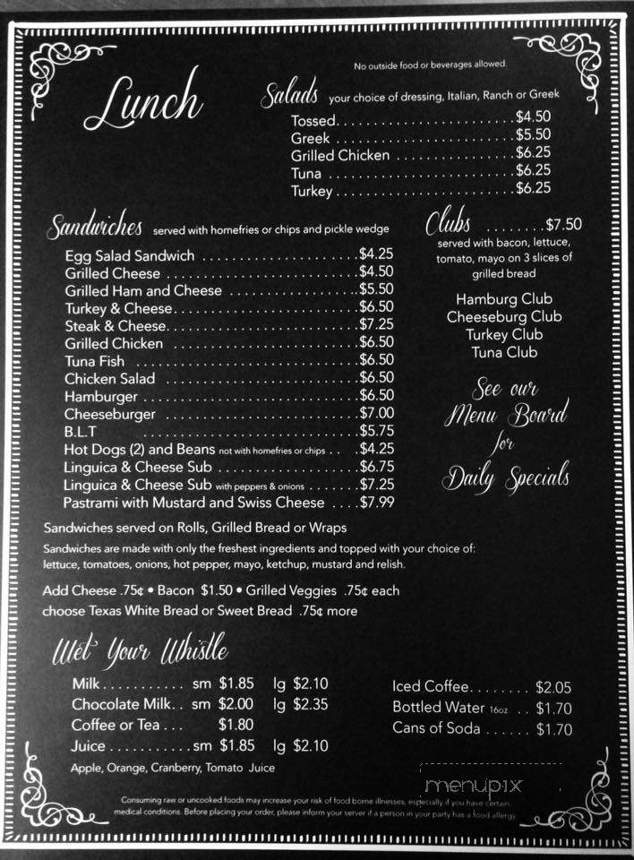 Sunshine Cafe - Lakeville, MA menu_pic