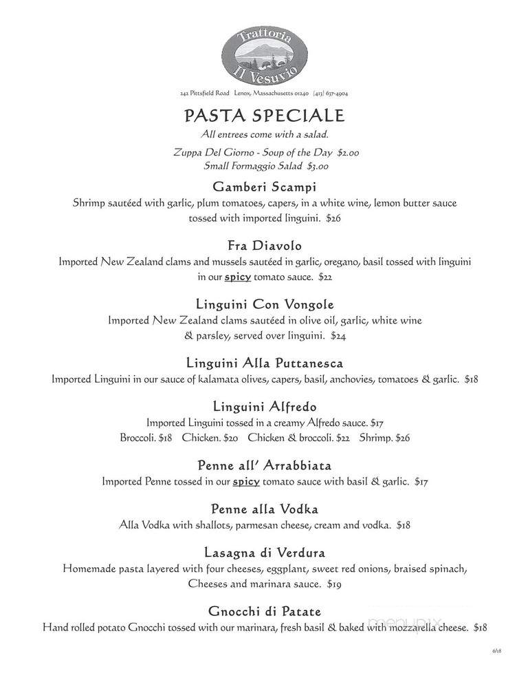 Trattoria Il Vesuvio - Lenox, MA menu_pic