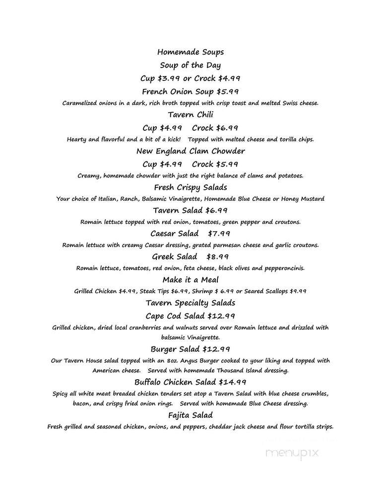 Trowbridge Tavern & Ale House - Bourne, MA menu_pic