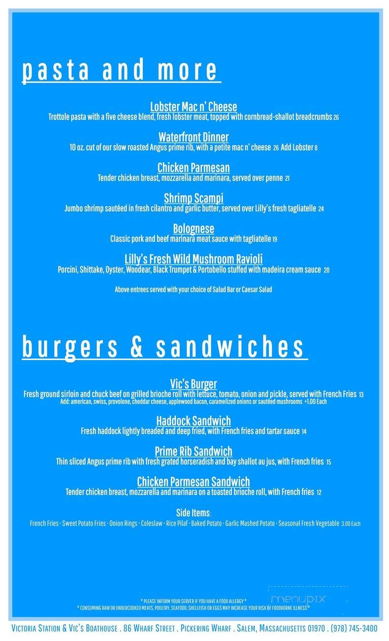 Victoria Station - Salem, MA menu_pic