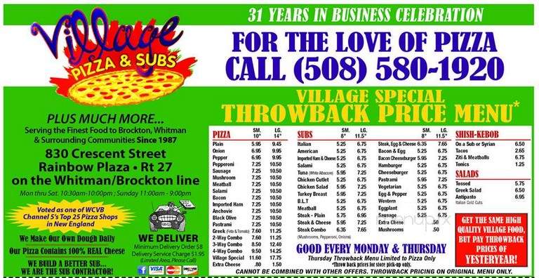 Village Pizza & Subs - Brockton, MA