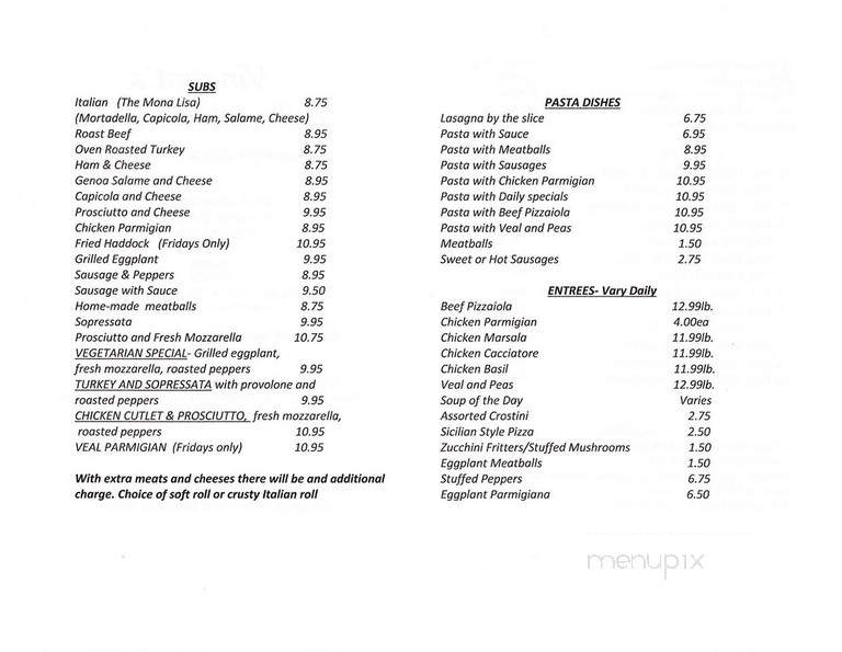 Vincent's A Touch Of Italia - Norwood, MA menu_pic