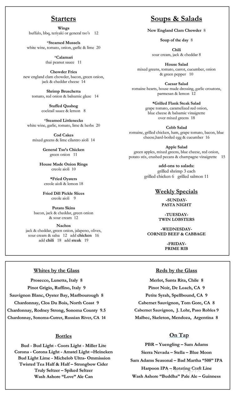 Wharf Pub & Restaurant - Edgartown, MA menu_pic