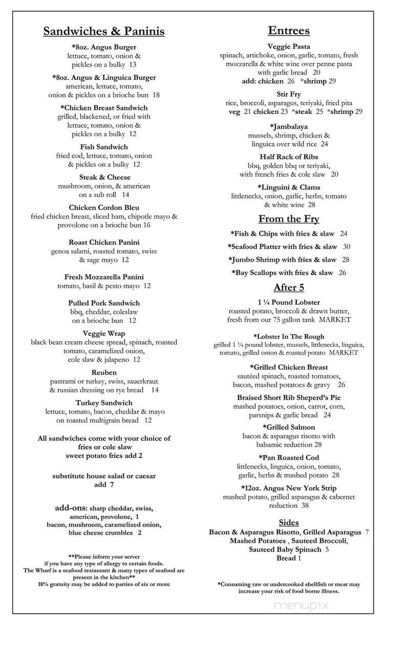 Wharf Pub & Restaurant - Edgartown, MA menu_pic