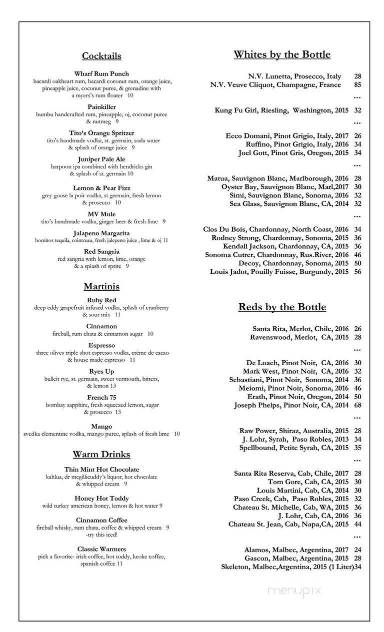 Wharf Pub & Restaurant - Edgartown, MA menu_pic