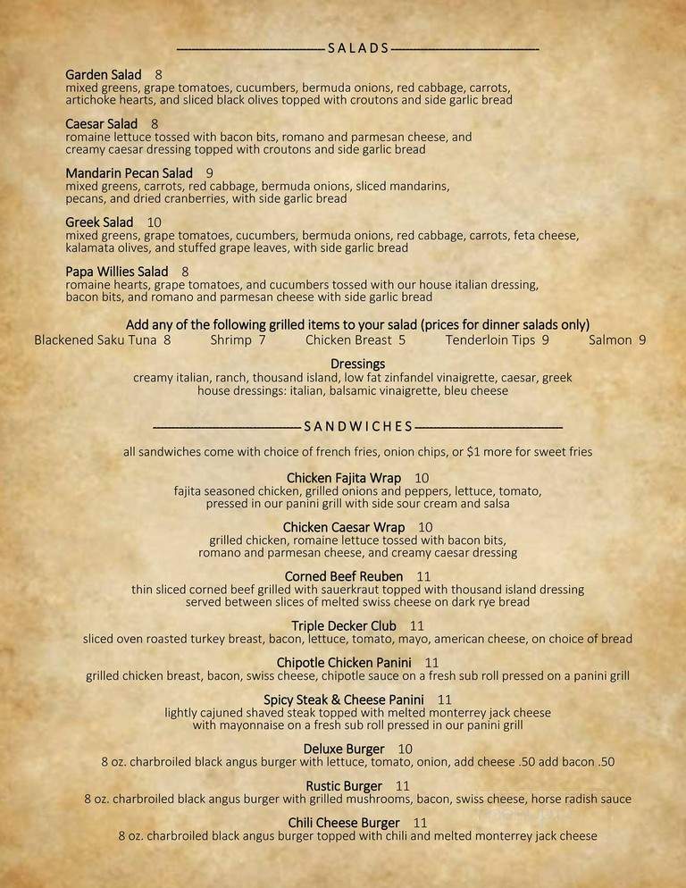 Williams Restaurant - Gardner, MA menu_pic
