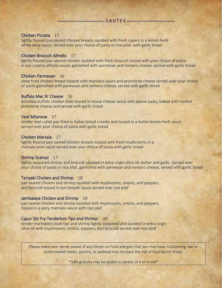 Williams Restaurant - Gardner, MA menu_pic