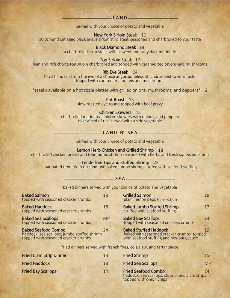 Williams Restaurant - Gardner, MA menu_pic