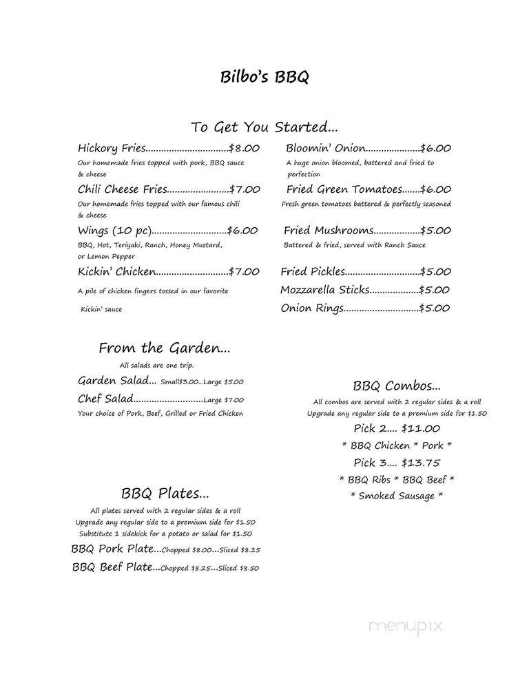 Bilbo's Bar-B-Que - Bremen, GA menu_pic