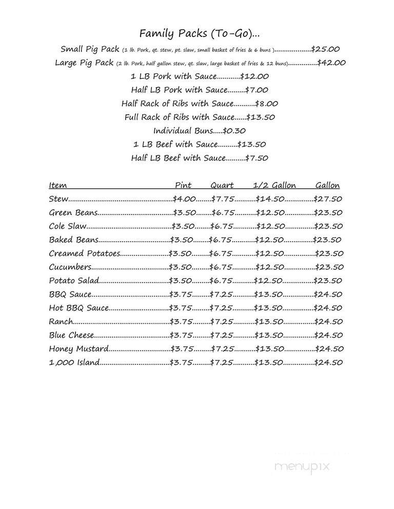 Bilbo's Bar-B-Que - Bremen, GA menu_pic