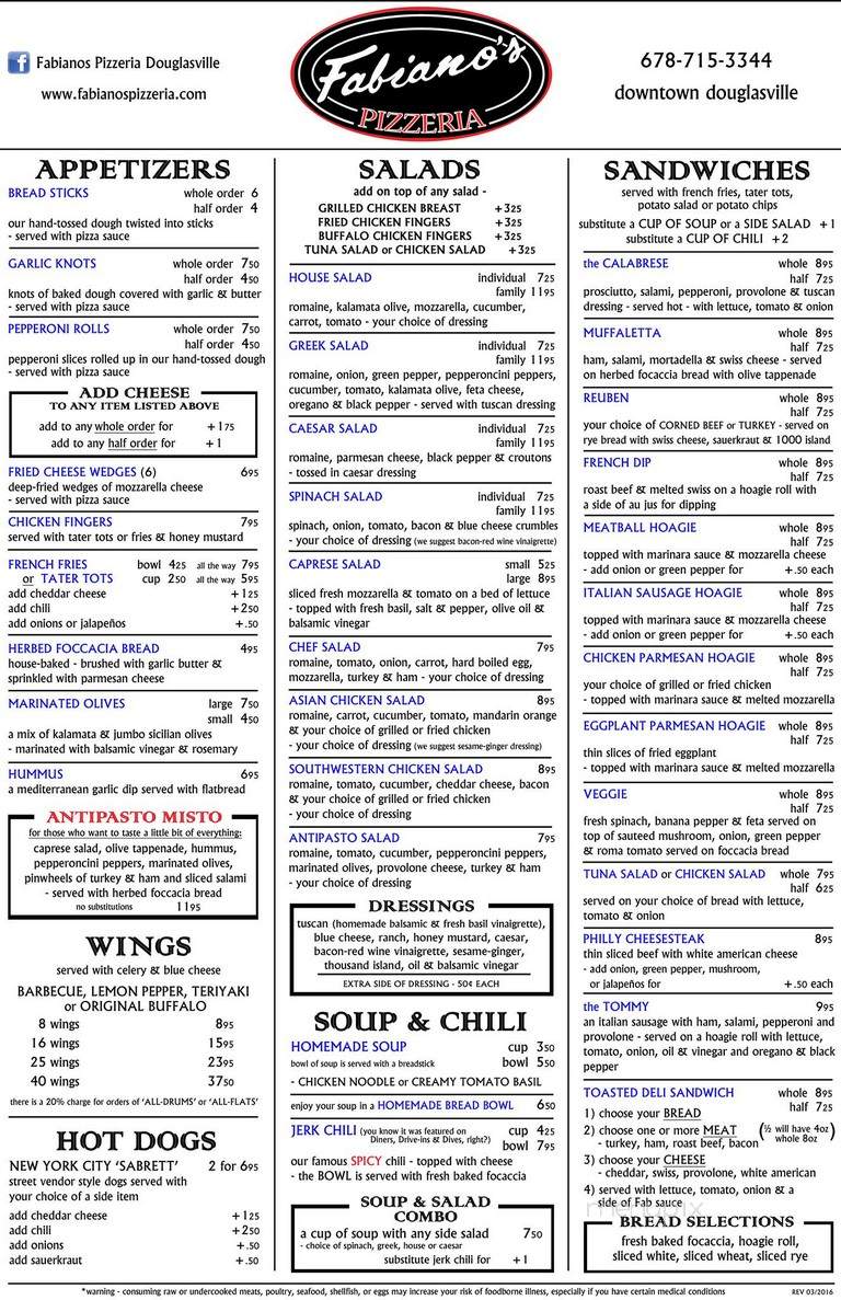 Fabiano's Italian Deli - Douglasville, GA menu_pic