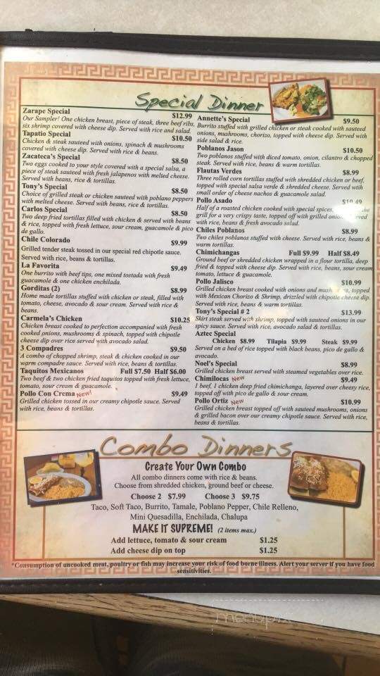 El Zarape Mexican Restaurant - Rome, GA menu_pic