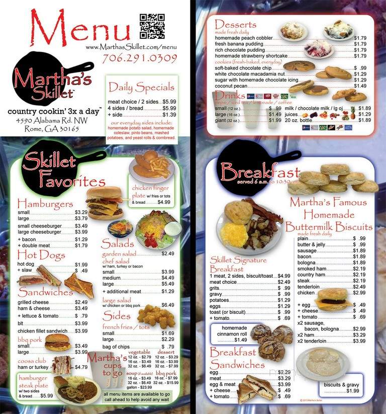 Martha's Skillet Restaurant - Rome, GA menu_pic